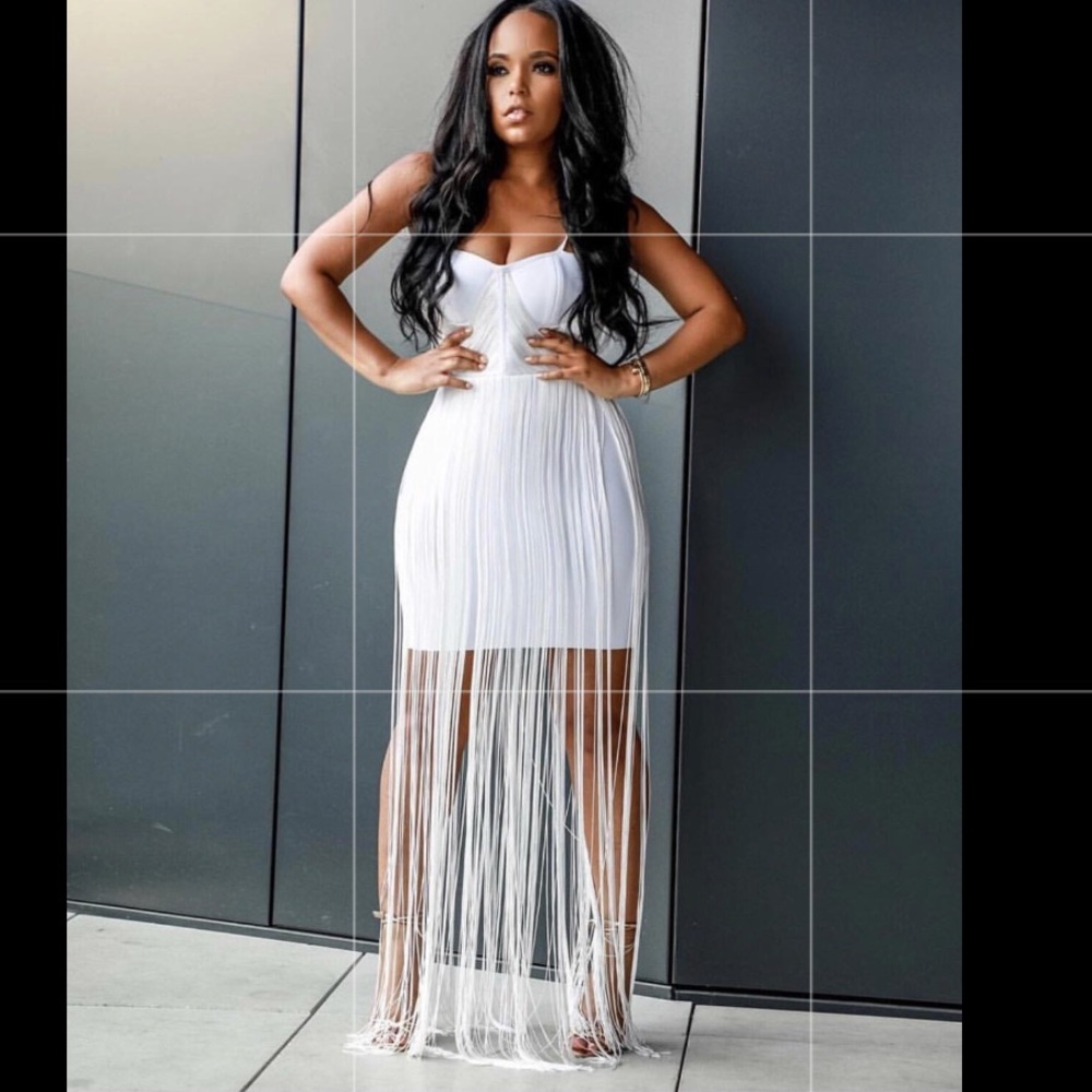 White Bodycon Fringe Dress